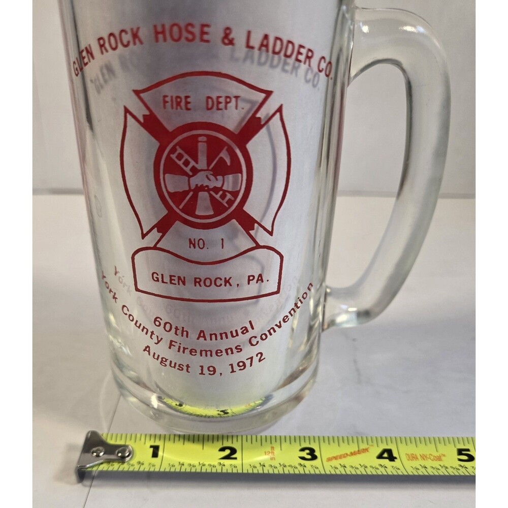 Vintage 1972 Firemen Convention Beer Mug Glen Rock PA Hose Ladder Smokey - Picture 4 of 7